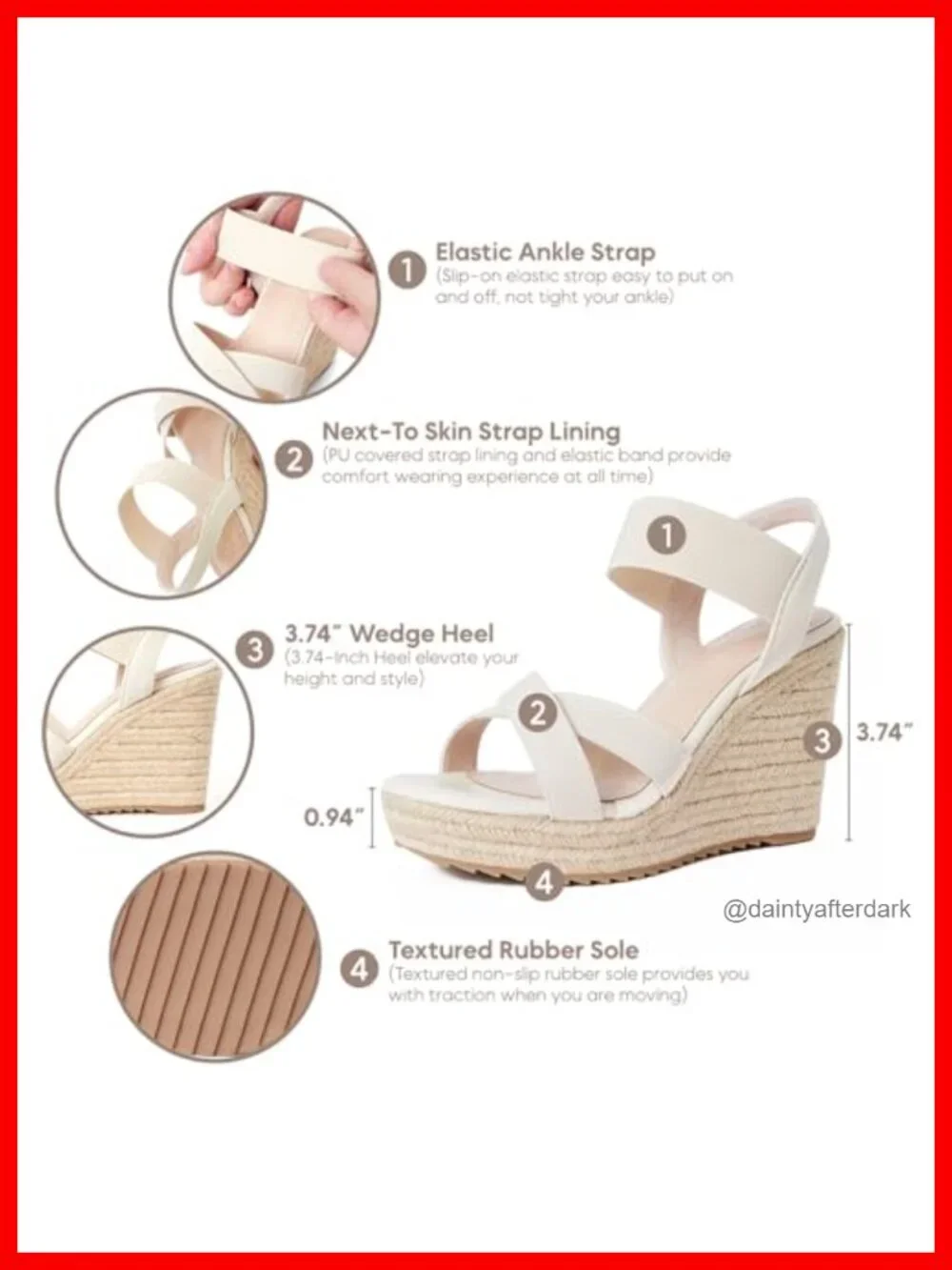 Espadrille Wedge Sandals Open Toe Platform Heels Non-Slip Summer Shoes